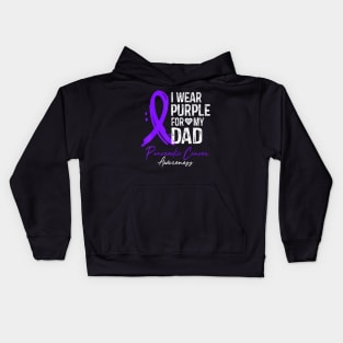 I Wear Purple For My Dad Pancreatic Cancer Awareness Kids Hoodie